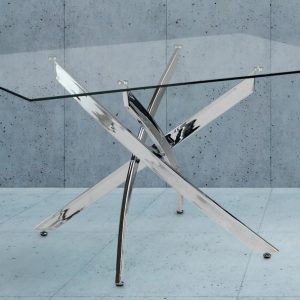 Mesa Melody 150x90 fija transparente con cromado