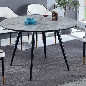Mesa VALERA redonda extensible mármol blanco