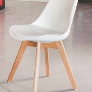 SUPER DERECK Silla diseño con patas de madera y asiento polipropileno con cojin